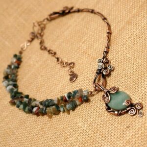 Green Aventurine Copper Necklace – Handmade 7th Anniversary Gift