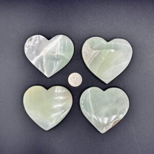 UV Reactive Green Calcite Heart – Hand Carved Crystal Slab