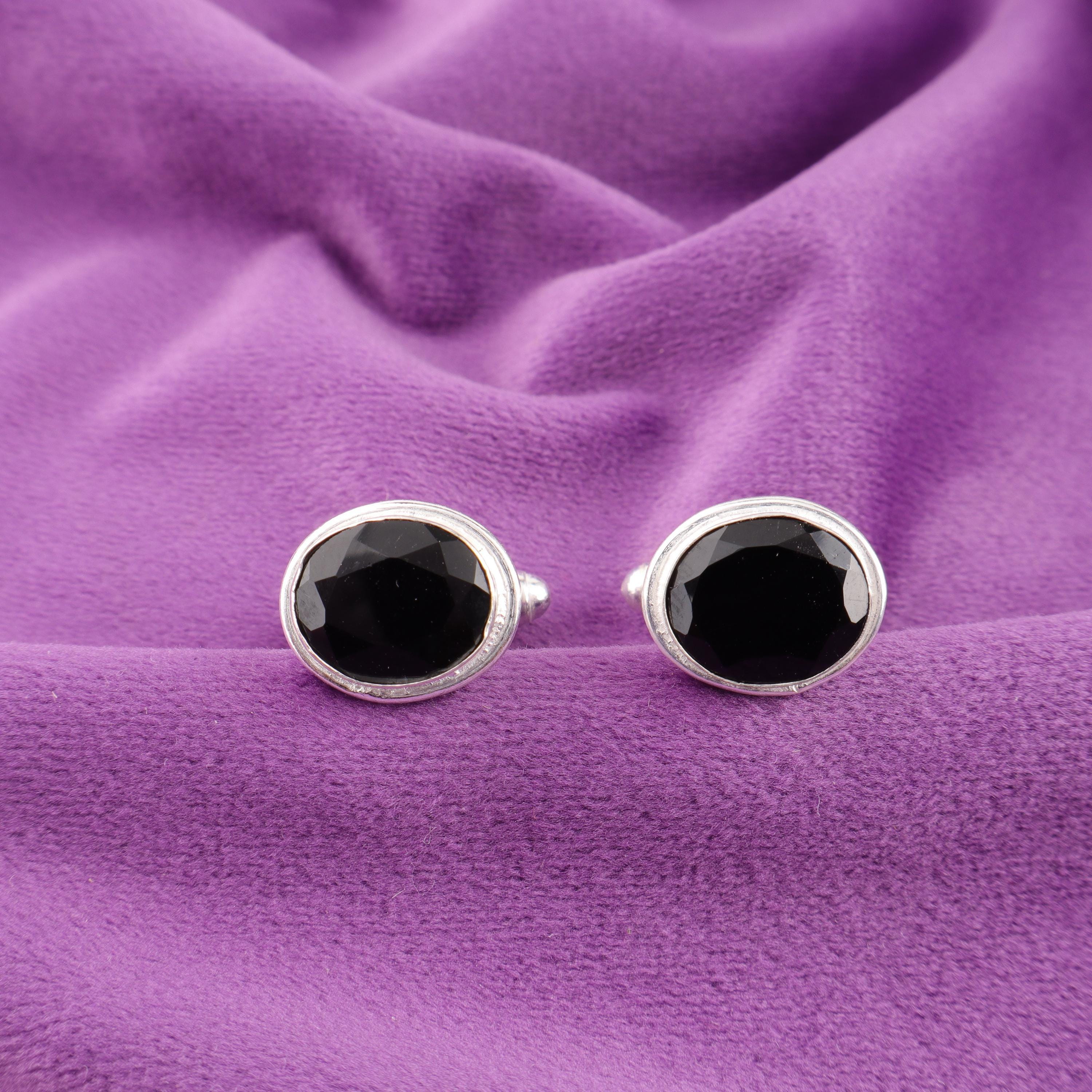 Valentines Gift, Onyx Cufflinks In Sterling Silver With Natural Black Onyx Gemstone – Great Cuff Links Wedding, Prom Or Graduation Valentines Gift, Onyx Cufflinks In Sterling Silver With Natural Black Onyx Gemstone – Great Cuff Links Wedding, Prom Or Graduation
