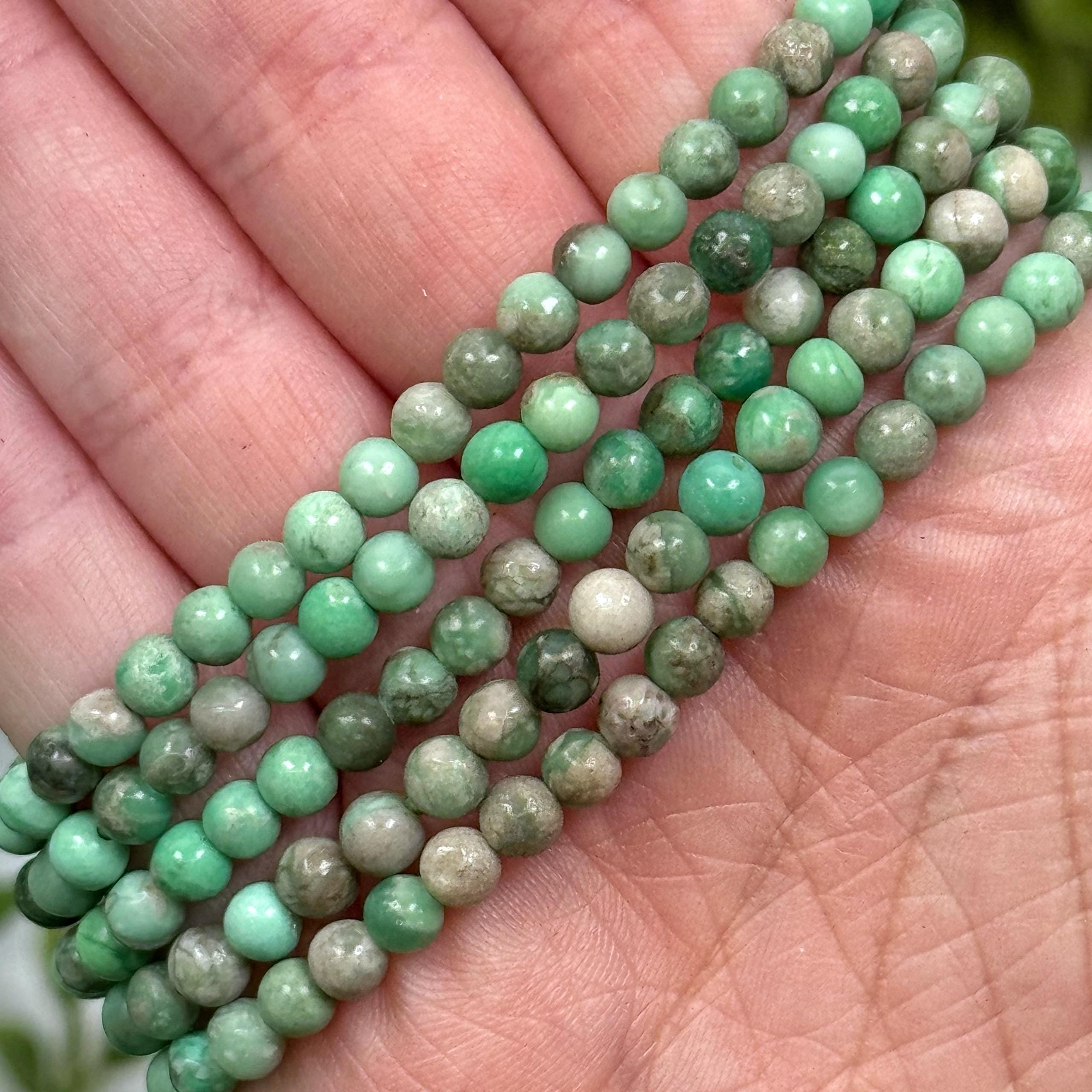 Variscite Bracelet | 4mm | - No. 601 (polished Green Crystal Jewelry, Heart Chakra, Compassion)