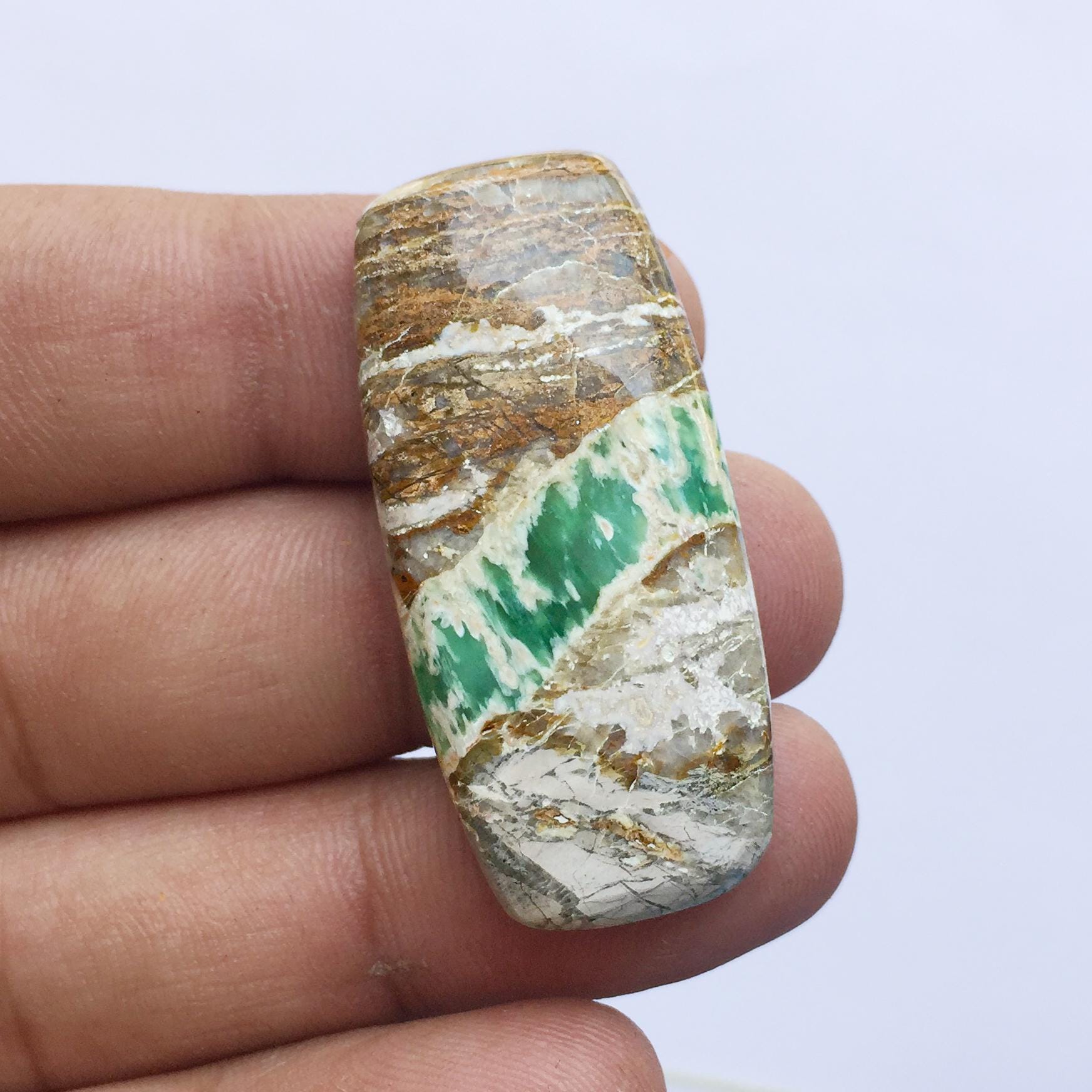 American Variscite Cabochon Gemstone Natural Variscite Rectangle Shape Flat Back Polished Gemstone For Pendant Ring Jewelry Making