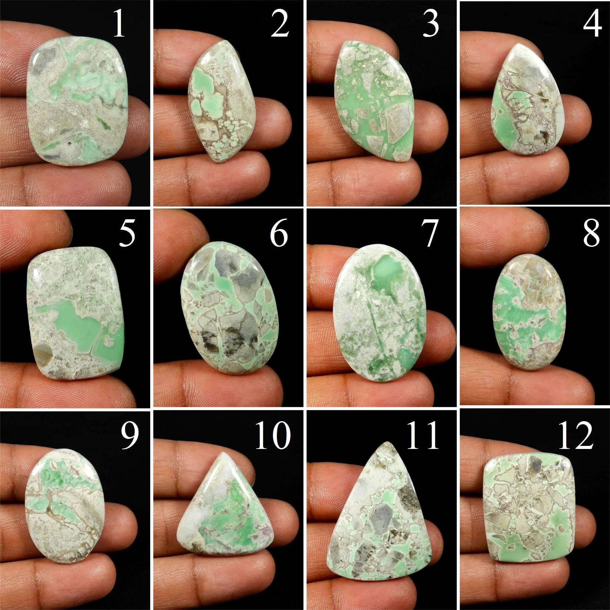 Natural Variscite Gemstone. Collection~ Green Variscite. Variscite Cabochon. Polished Variscite For Jewelry. Variation