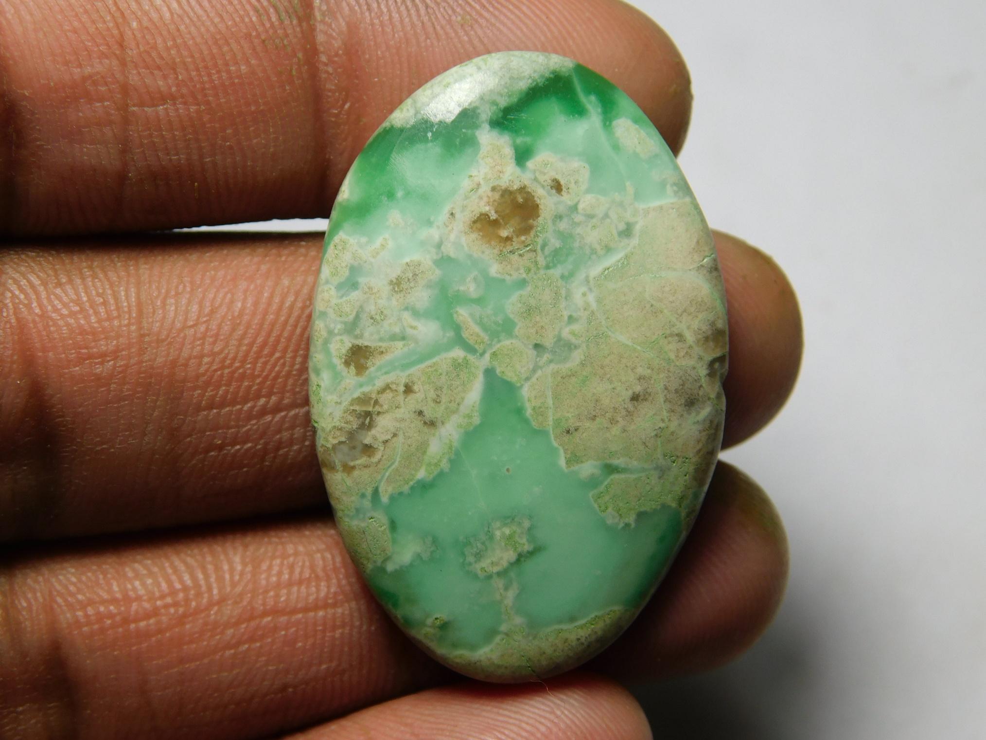 Natural Green Variscite Gemstone Cabochon, Semi Precious (38x25 Mm, 41cts)