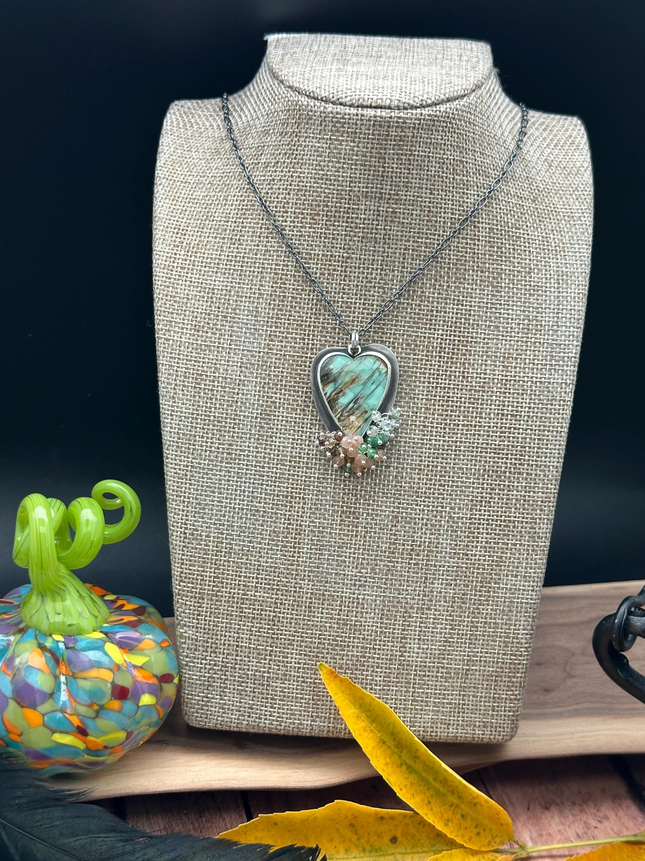 Utah Variscite Heart Cluster Necklace