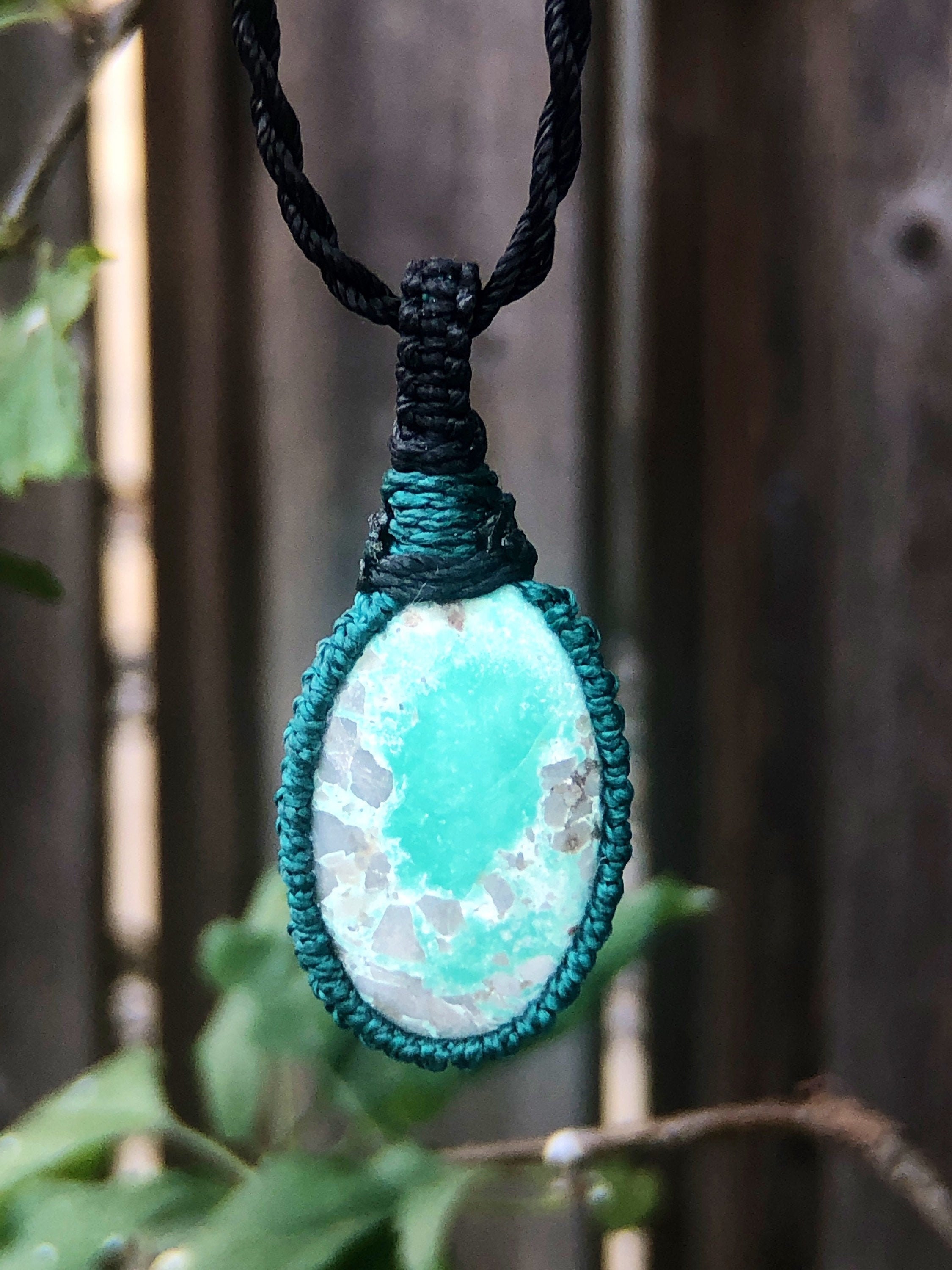 Variscite Pendant Necklace For Women, Variscite Jewelry Necklace Men, Healing Stones And Crystals, Macrame Necklace For Men, Macrame Choker