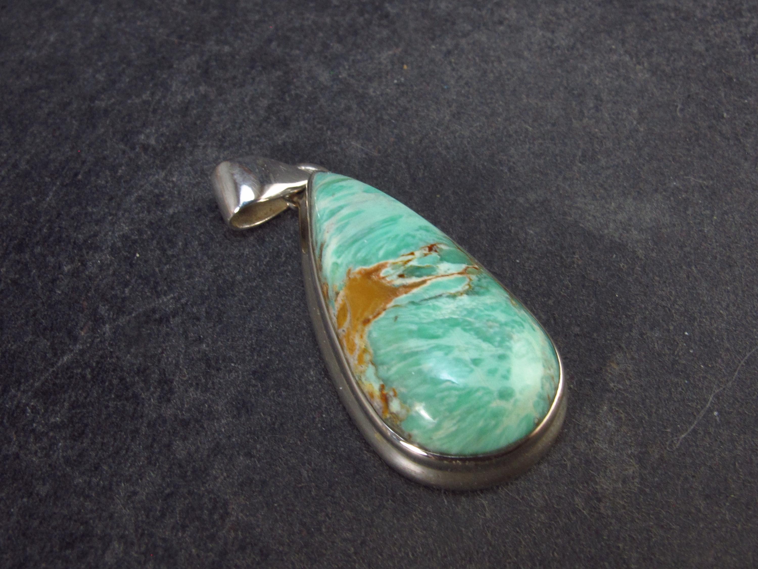 Rare Variscite Sterling Silver Pendant From Utah - 1.5" - 6.04 Grams
