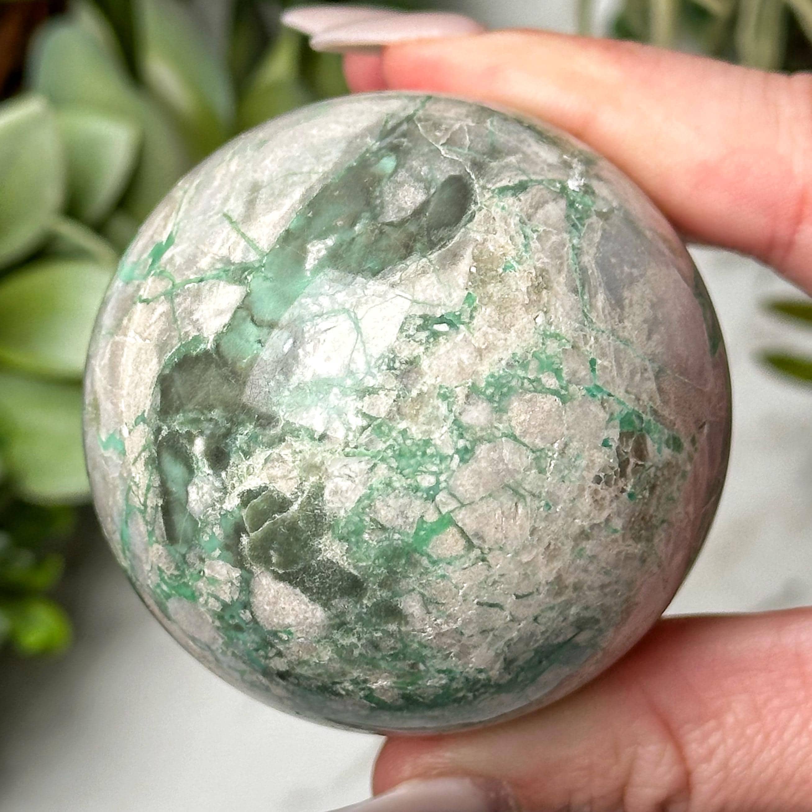 Variscite Sphere | 54mm | - #4 (polished Green Crystal Ball, Heart Chakra, Healing Stone, Love)
