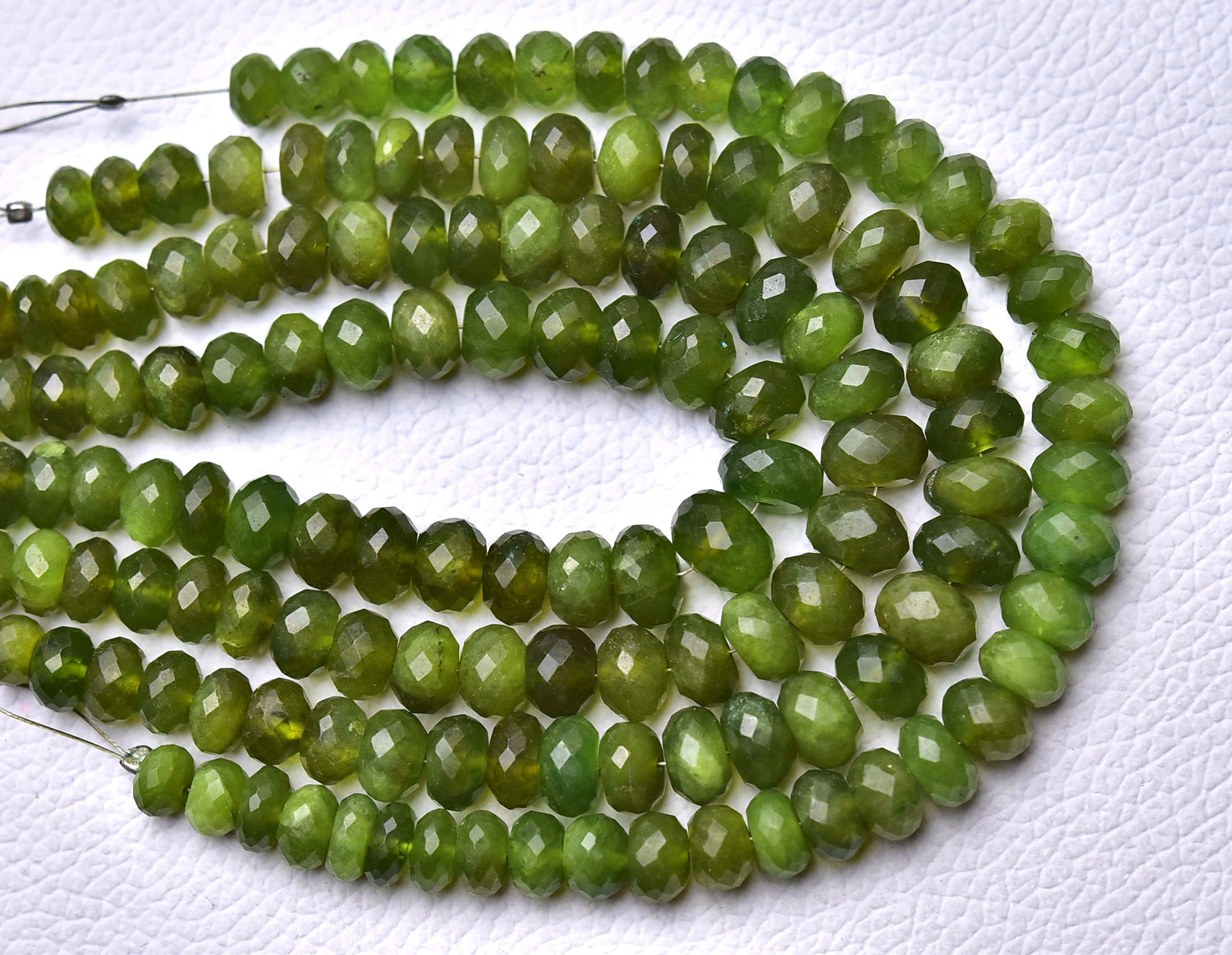 Natural Vesuvianite Rondelle Beads 6.5mm To 9mm Faceted Rondelles Gemstone Beads Genuine Vesuvianite Bead Roundel Beads 7 Inch Strand No6199