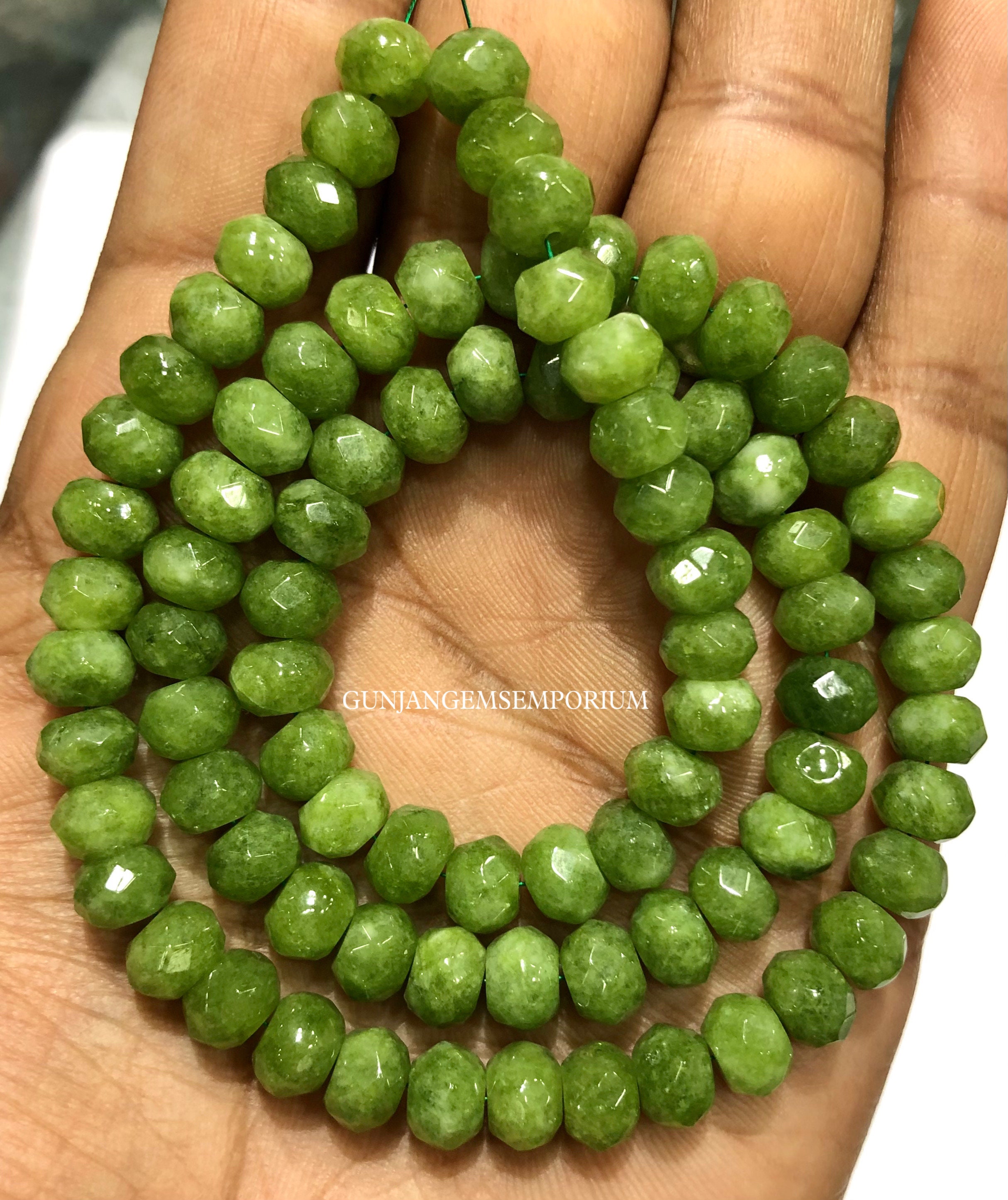 Rare Green Vesuvianite Beads 8mm Vesuvianite Faceted Rondelle Beads Faceted Vesuvianite Rondelle Vesuvianite Stone Beads Natural Vesuvianite