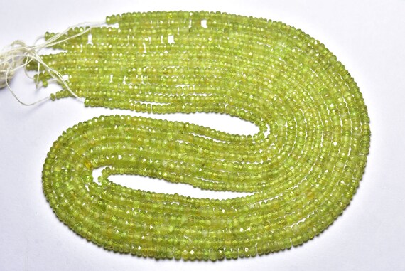 Vesuvianite Rondelle Beads - 14 Inches - Natural  Beautiful Faceted Vesuvianite Rondelle - Size Is 3 - 4 Mm #2454
