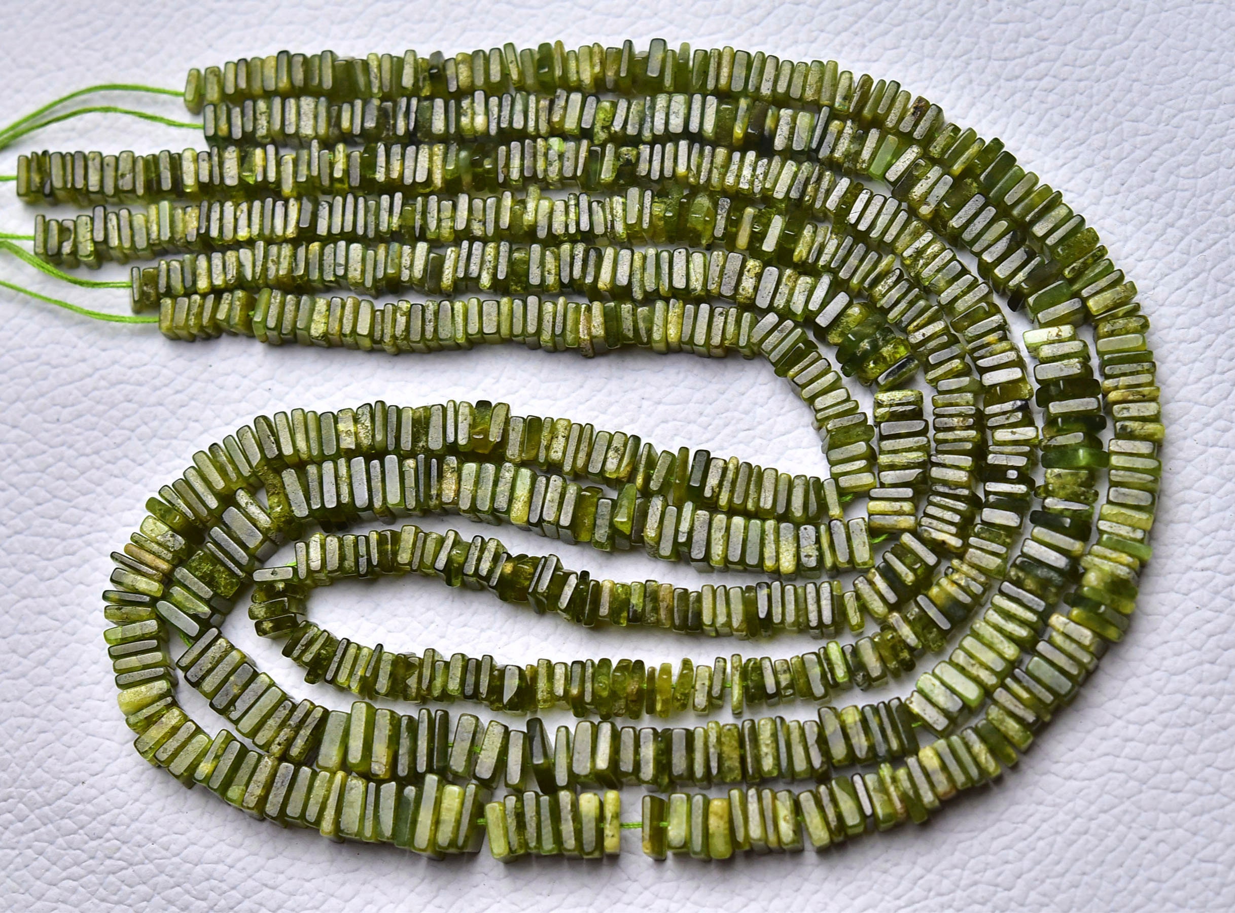 16 Inch Strand Natural Vesuvianite Plain Square Beads 4mm To 7mm Smooth Heishi Beads Gemstone Beads Vesuvianite Flat Square Beads No6203