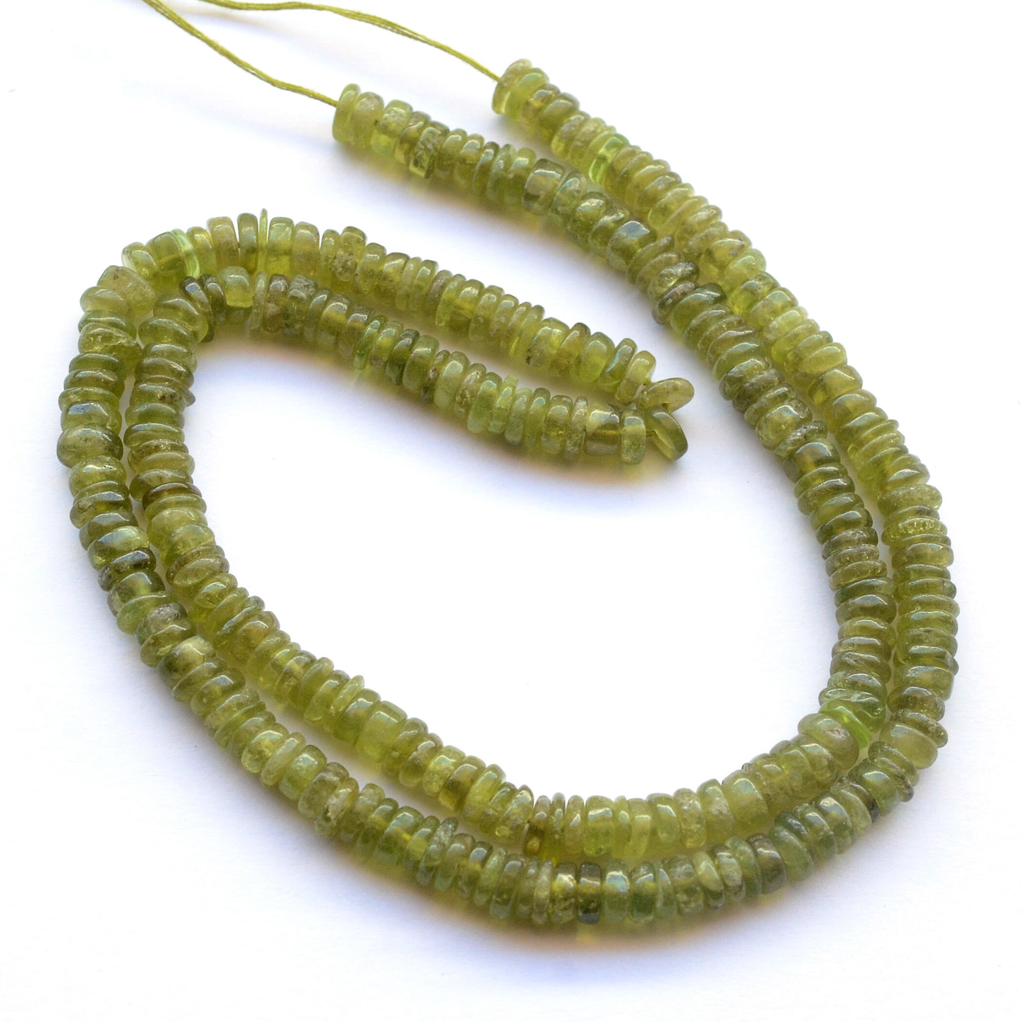 Natural Green Vessonite Tyre Rondelle Beads, 4mm/5mm Smooth Green Vesuvianite Round Heishi Beads, Sold As 16 Inch Strand, Gds2028 Natural Green Vessonite Tyre Rondelle Beads, 4mm/5mm Smooth Green Vesuvianite Round Heishi Beads, Sold As 16 Inch Strand, Gds2028