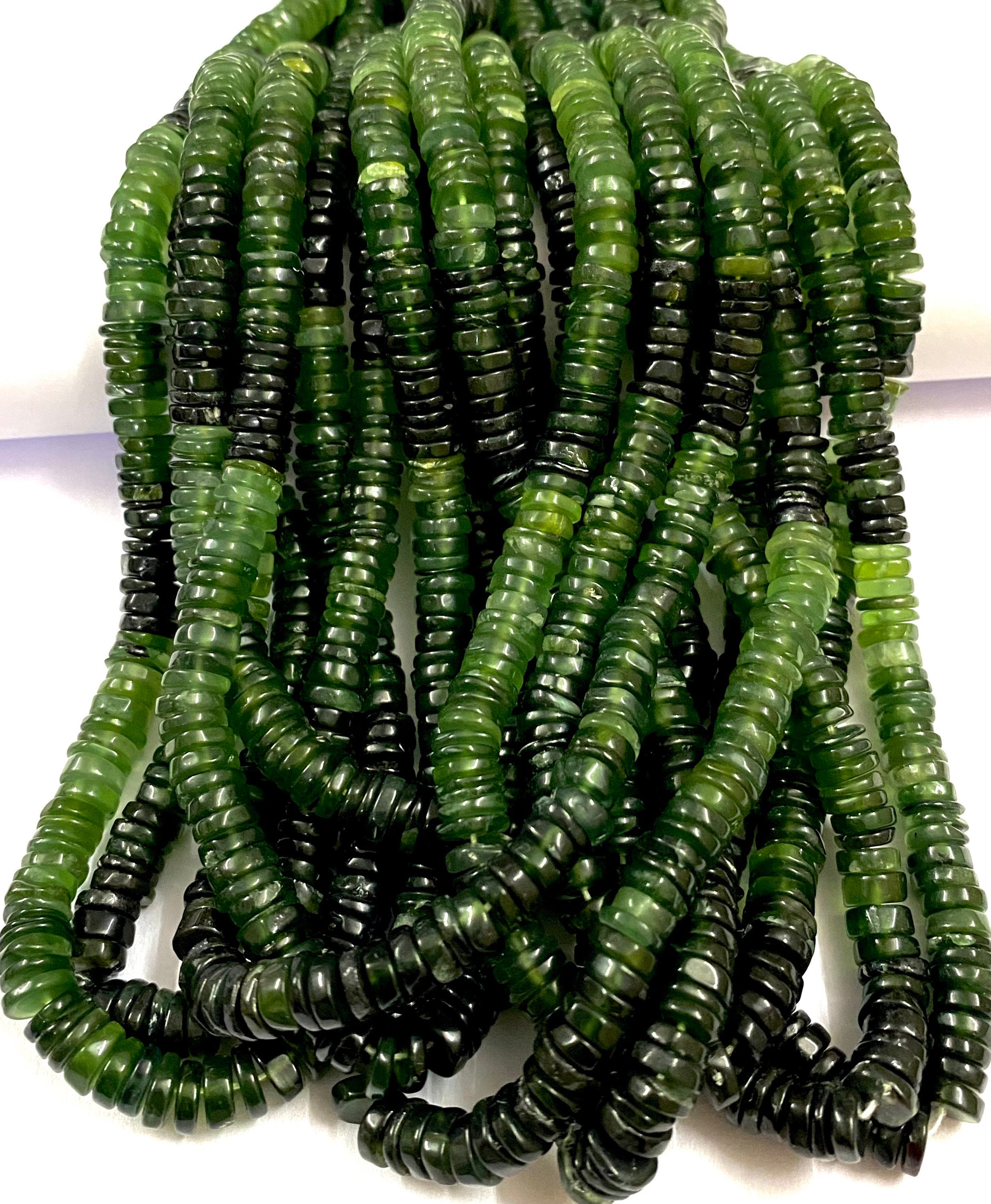 Shaded Green Vesuvianite Smooth Flat Rondelle Beads 6mm To 7mm Vesuvianite Smooth Beads Vesuvianite Gemstone Beads Vesuvianite Tyres Beads