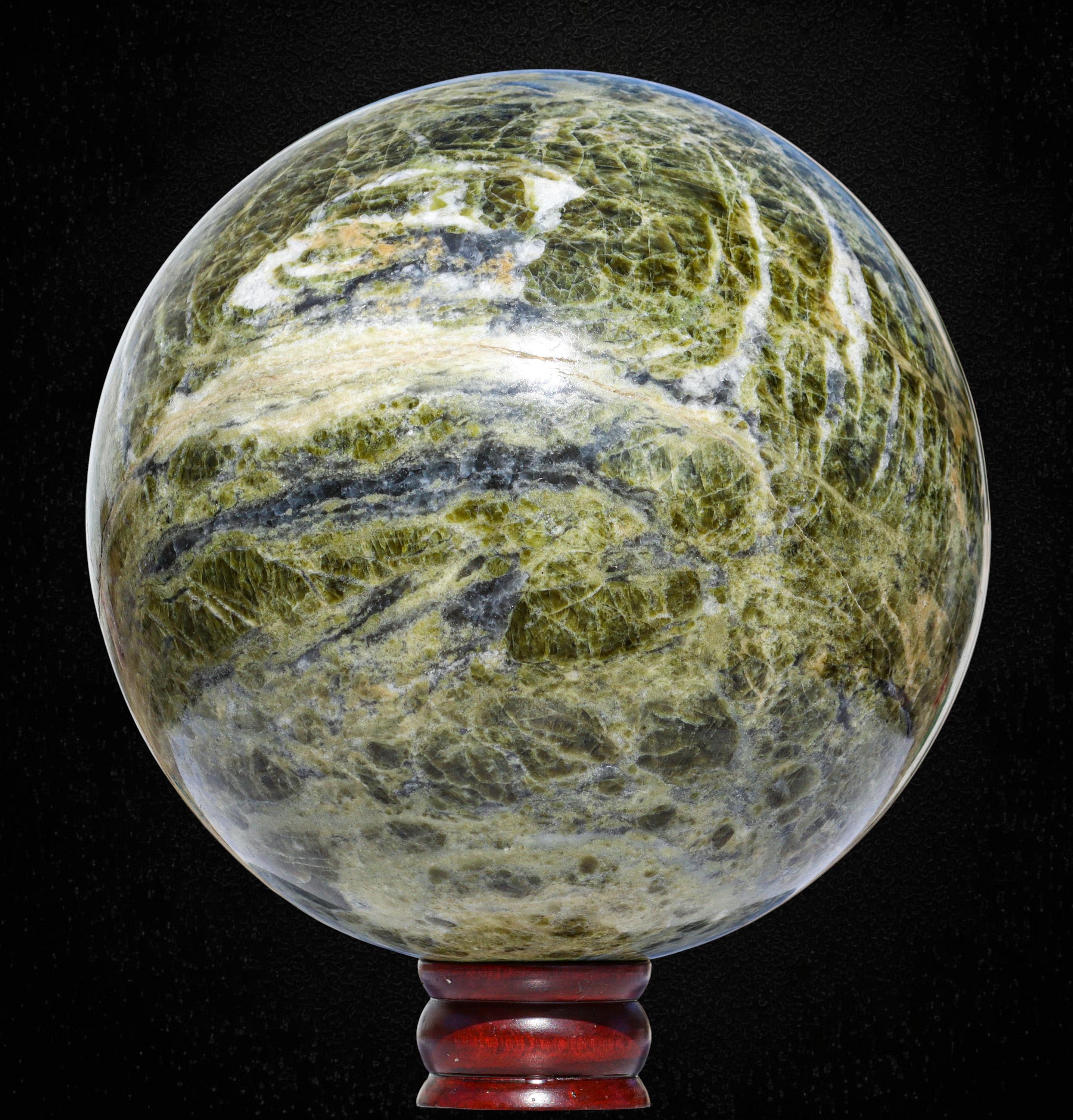 175mm Green Vesuvianite Sphere: Natural Idocrase Healing Crystal Decor
