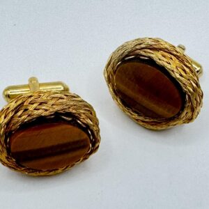 Vintage deco, gold tigers eye cufflinks Cuff Links