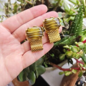 Vintage Gold Gemstone Cuff Links