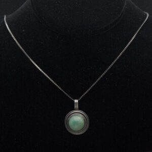Vintage Handmade Mexican Calcite Pendant on Sterling Silver Chain Necklace - 20"