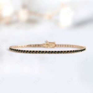 Vintage Moldavite Bracelet For Women 925 Silver Tennis Bracelet Unique Delicate Dainty Bracelet Rose Gold Bracelet Anniversary Gift