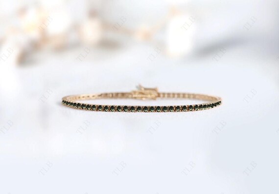 Vintage Moldavite Bracelet For Women 925 Silver Tennis Bracelet Unique Delicate Dainty Bracelet Rose Gold Bracelet Anniversary Gift