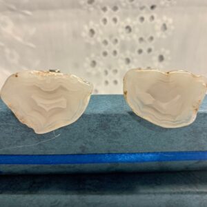 Vintage polished agate gemstone cuff links