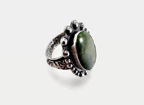 Vintage Sterling Silver Jade Cabochon Ring Vintage Sterling Silver Jade Cabochon Ring