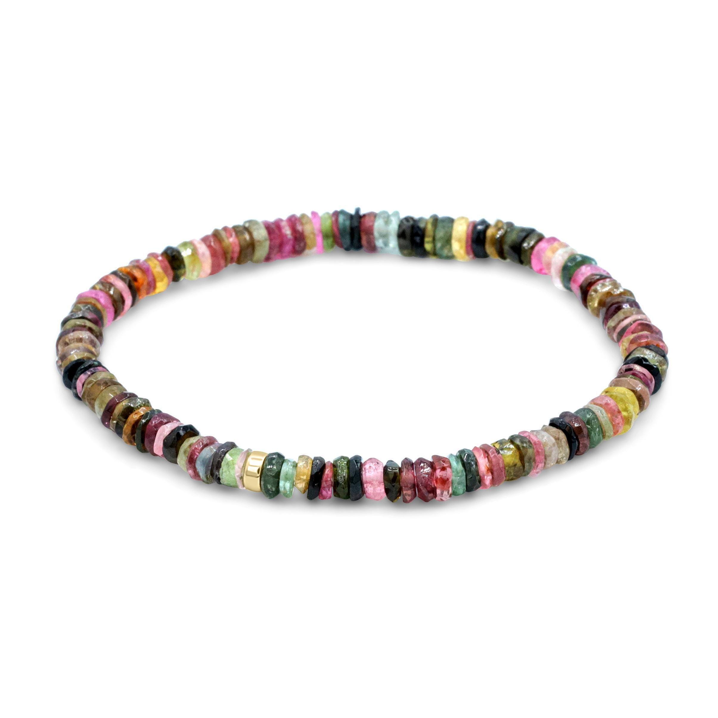 Aaaa+ Mixed Tourmaline Bracelet | Mini Tourmaline Bracelet [ebtm1272] | Tiny Multi-tourmaline | Faceted Watermelon Tourmaline W *g