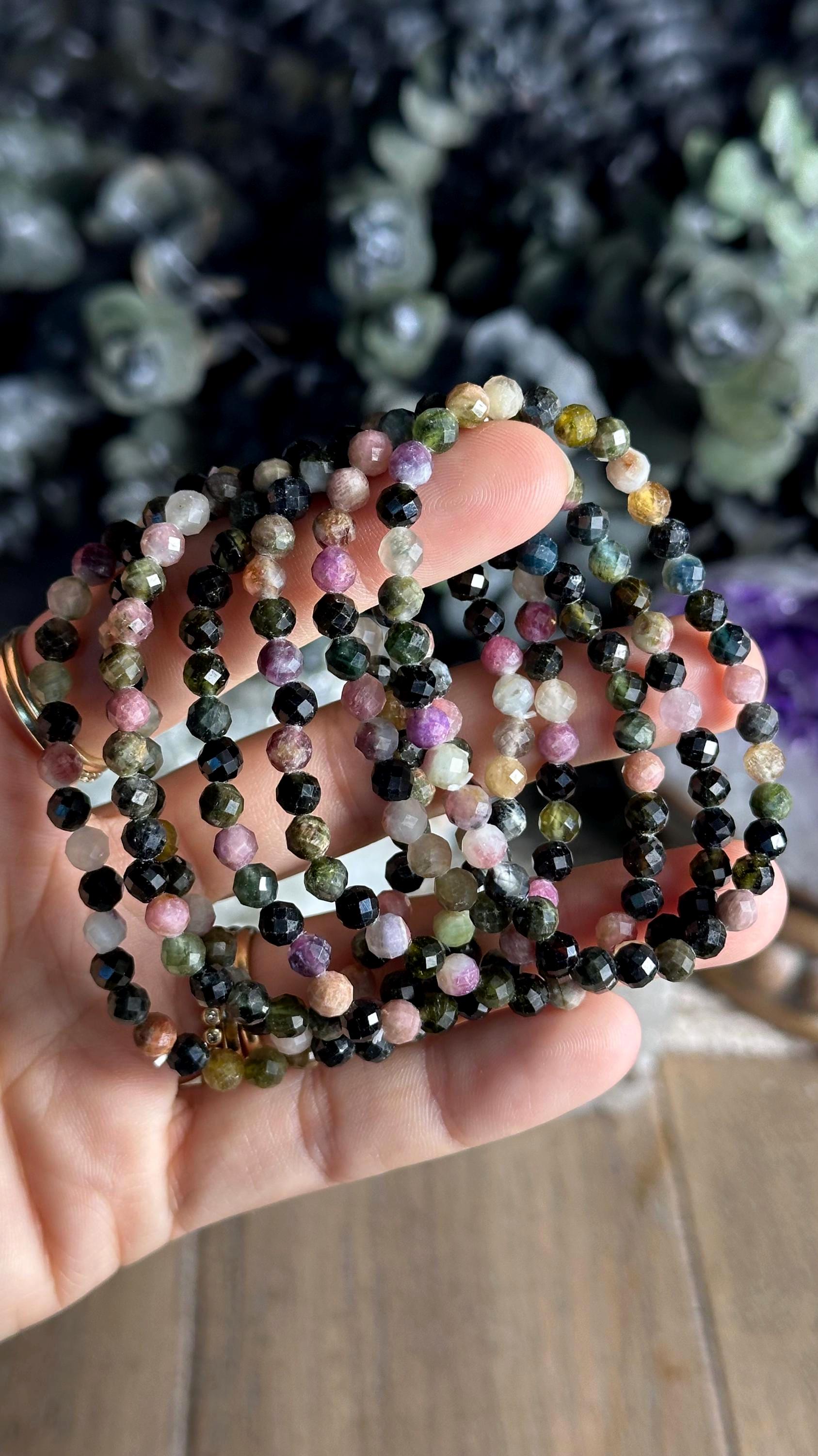 5mm Deep Dark Color Faceted Watermelon Tourmaline Bracelet