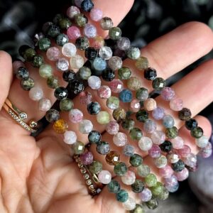 5mm Multicolor Color Faceted Watermelon Tourmaline Bracelet 5mm Multicolor Color Faceted Watermelon Tourmaline Bracelet