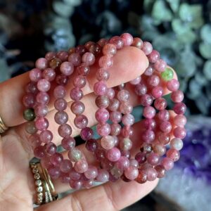 5mm Watermelon Tourmaline Bracelet: Small Wrist Crystal Bead 5mm Watermelon Tourmaline Bracelet: Small Wrist Crystal Bead