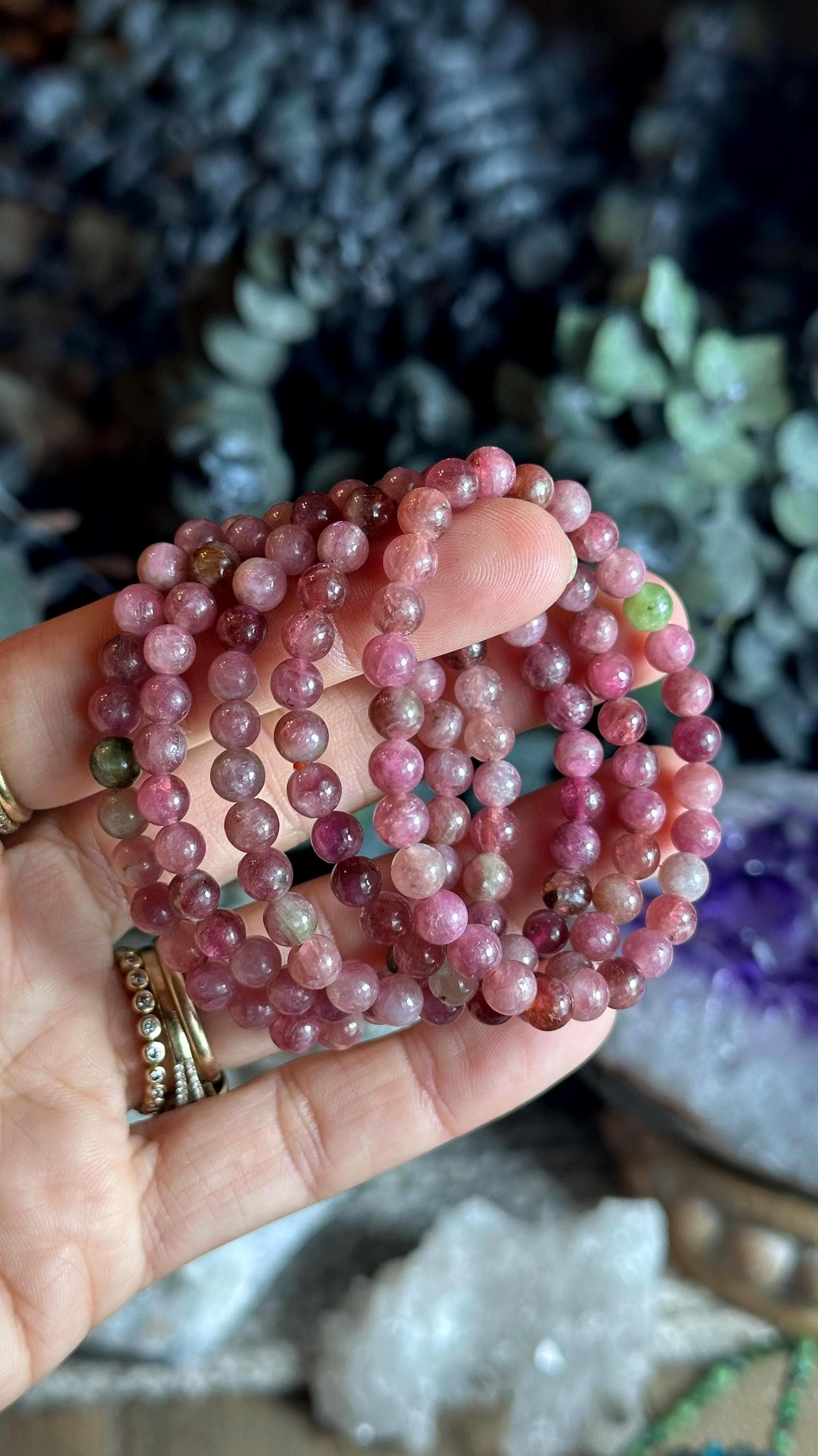 5mm Watermelon Tourmaline Bracelet: Small Wrist Crystal Bead 5mm Watermelon Tourmaline Bracelet: Small Wrist Crystal Bead