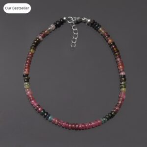 Watermelon Tourmaline Beaded Bracelet, 3.5-4mm Rondelle Gemstone Watermelon Tourmaline Beaded Bracelet, 3.5-4mm Rondelle Gemstone