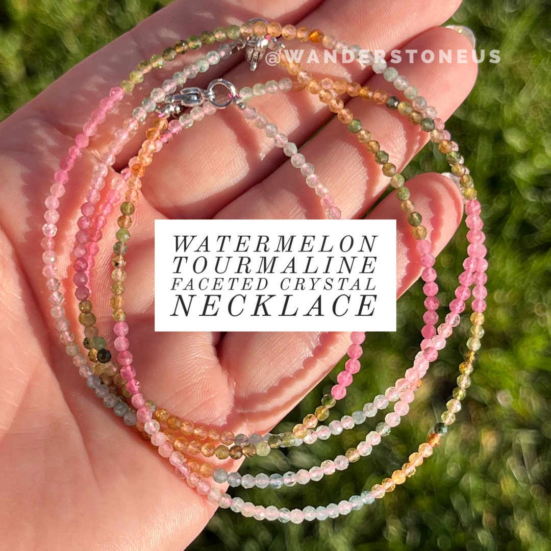 Watermelon Tourmaline Beaded Bracelet | Crystal Beaded Bracelet | Watermelon Tourmaline Naecklace Anklet Watermelon Tourmaline Beaded Bracelet | Crystal Beaded Bracelet | Watermelon Tourmaline Naecklace Anklet