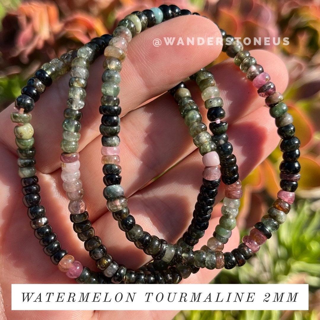 Watermelon Tourmaline Beaded Bracelet | Natural Gemstone Crystal Beaded Bracelet Round Crystal Bracelet ~ Genuine Crystal Bracelet 4mm Watermelon Tourmaline Beaded Bracelet | Natural Gemstone Crystal Beaded Bracelet Round Crystal Bracelet ~ Genuine Crystal Bracelet 4mm
