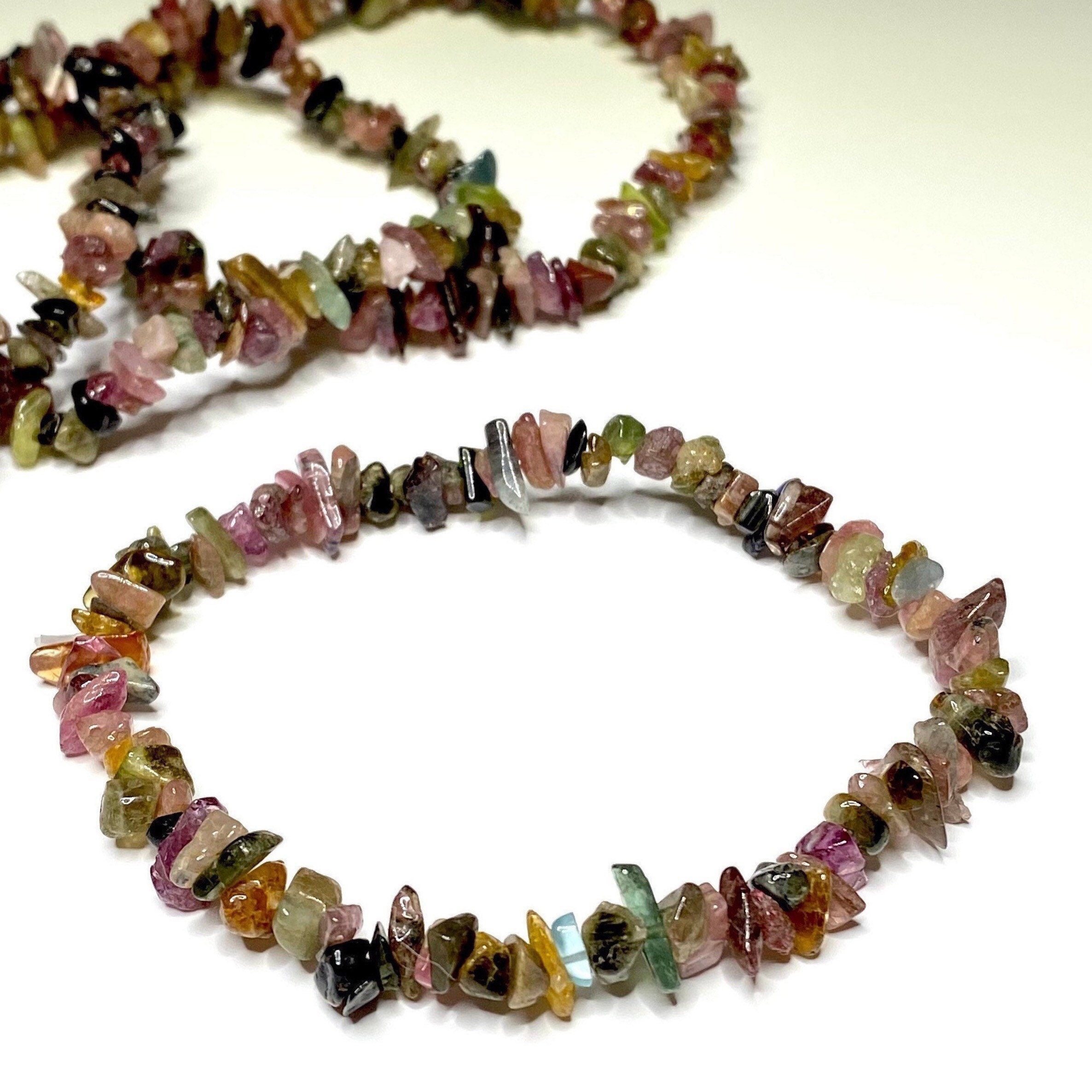 Watermelon Tourmaline Crystal Chips Bracelet Watermelon Tourmaline Crystal Chips Bracelet