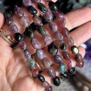 High Quality Tumbled Watermelon Tourmaline Crystal Rondelle Beaded Bracelet High Quality Tumbled Watermelon Tourmaline Crystal Rondelle Beaded Bracelet