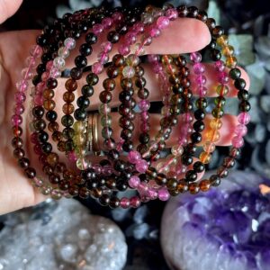 Large Wrist Extra Gemmy Watermelon Tourmaline Bracelet: 6mm Beaded Crystal Large Wrist Extra Gemmy Watermelon Tourmaline Bracelet: 6mm Beaded Crystal