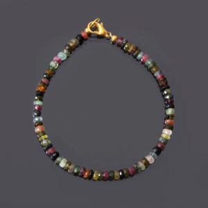 Watermelon Tourmaline Bracelet, Multi Tourmaline Beaded Bracelet, Natural 4mm Tourmaline AAA Faceted Rondelle Beads Bracelet, Gift For Her Watermelon Tourmaline Bracelet, Multi Tourmaline Beaded Bracelet, Natural 4mm Tourmaline AAA Faceted Rondelle Beads Bracelet, Gift For Her
