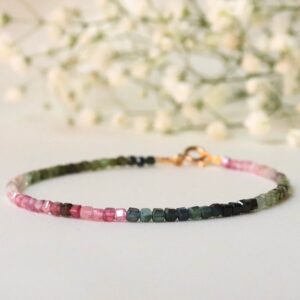 Watermelon Tourmaline bracelet, October Birthstone, ombre bracelet, 2mm bead bracelet, womens bracelet, gifts for her Watermelon Tourmaline bracelet, October Birthstone, ombre bracelet, 2mm bead bracelet, womens bracelet, gifts for her