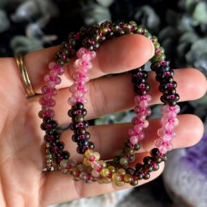 Watermelon Tourmaline Seed Beed Layered Bracelet Watermelon Tourmaline Seed Beed Layered Bracelet