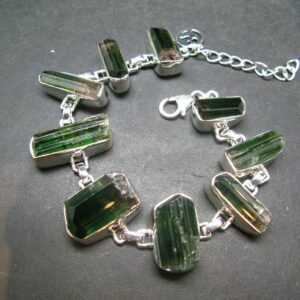 Watermelon Tourmaline Silver Bracelet From Brazil- 7" - 25.4 Grams Watermelon Tourmaline Silver Bracelet From Brazil- 7" - 25.4 Grams