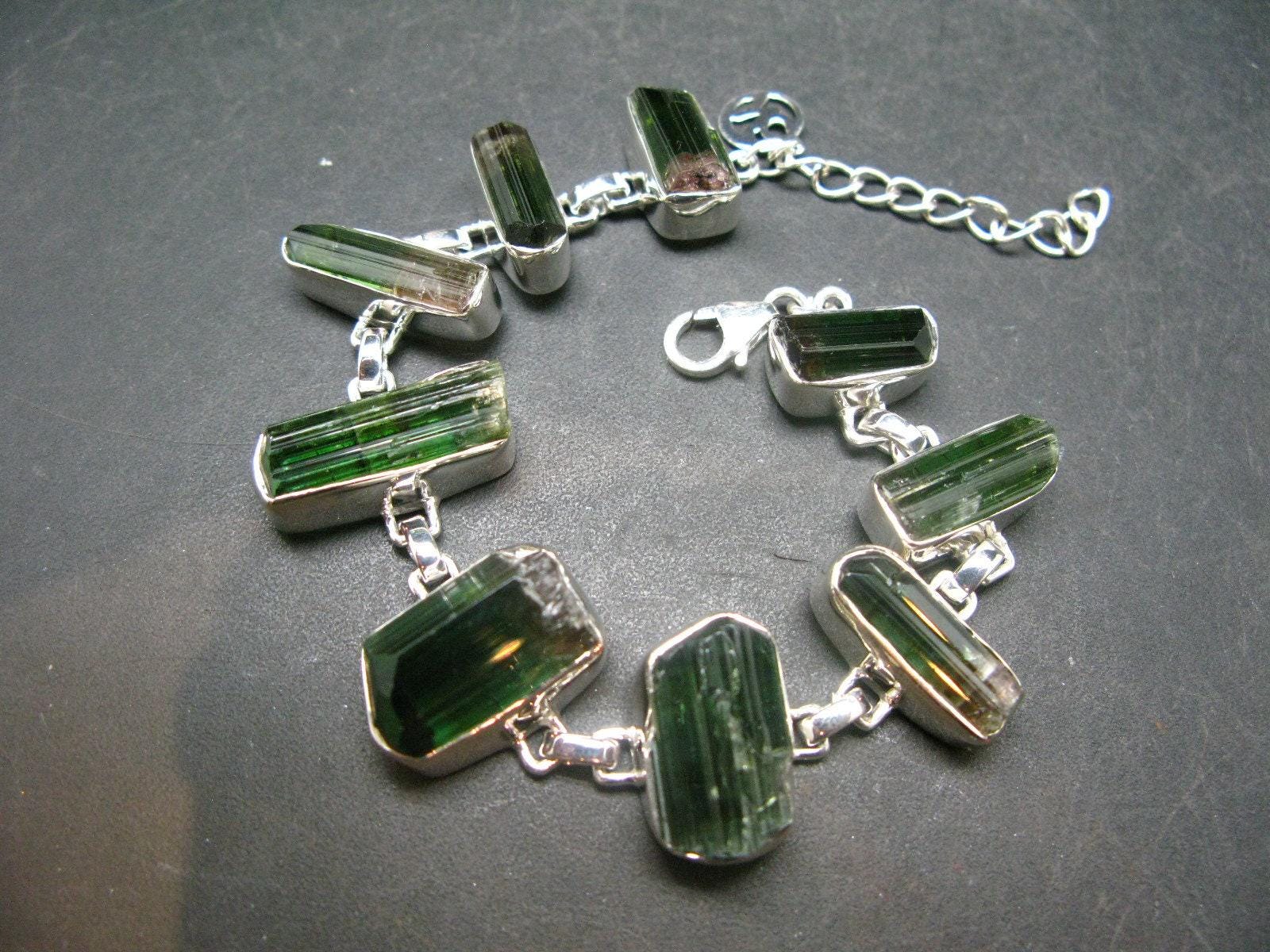 Watermelon Tourmaline Silver Bracelet From Brazil- 7" - 25.4 Grams Watermelon Tourmaline Silver Bracelet From Brazil- 7" - 25.4 Grams