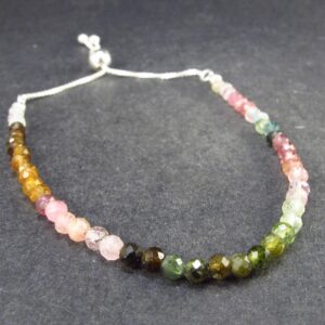 Watermelon Tourmaline Silver Bracelet From Brazil - Size Adjustable - 2.84 Grams Watermelon Tourmaline Silver Bracelet From Brazil - Size Adjustable - 2.84 Grams