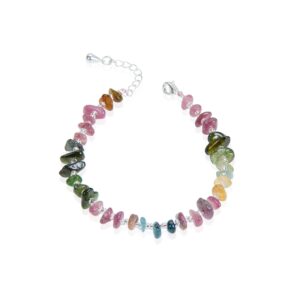 Watermelon Tourmaline Bracelet With Silver Plated Clasp 7.5" Length Watermelon Tourmaline Bracelet With Silver Plated Clasp 7.5" Length