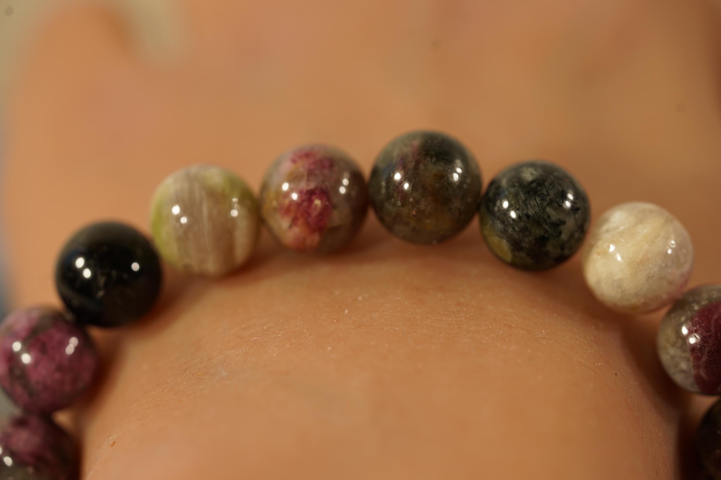 Watermelon Tourmaline Bracelet • Stretch Bracelet • 10mm • Heart Chakra • Love And Compassion • Growth & Renewal • B1016