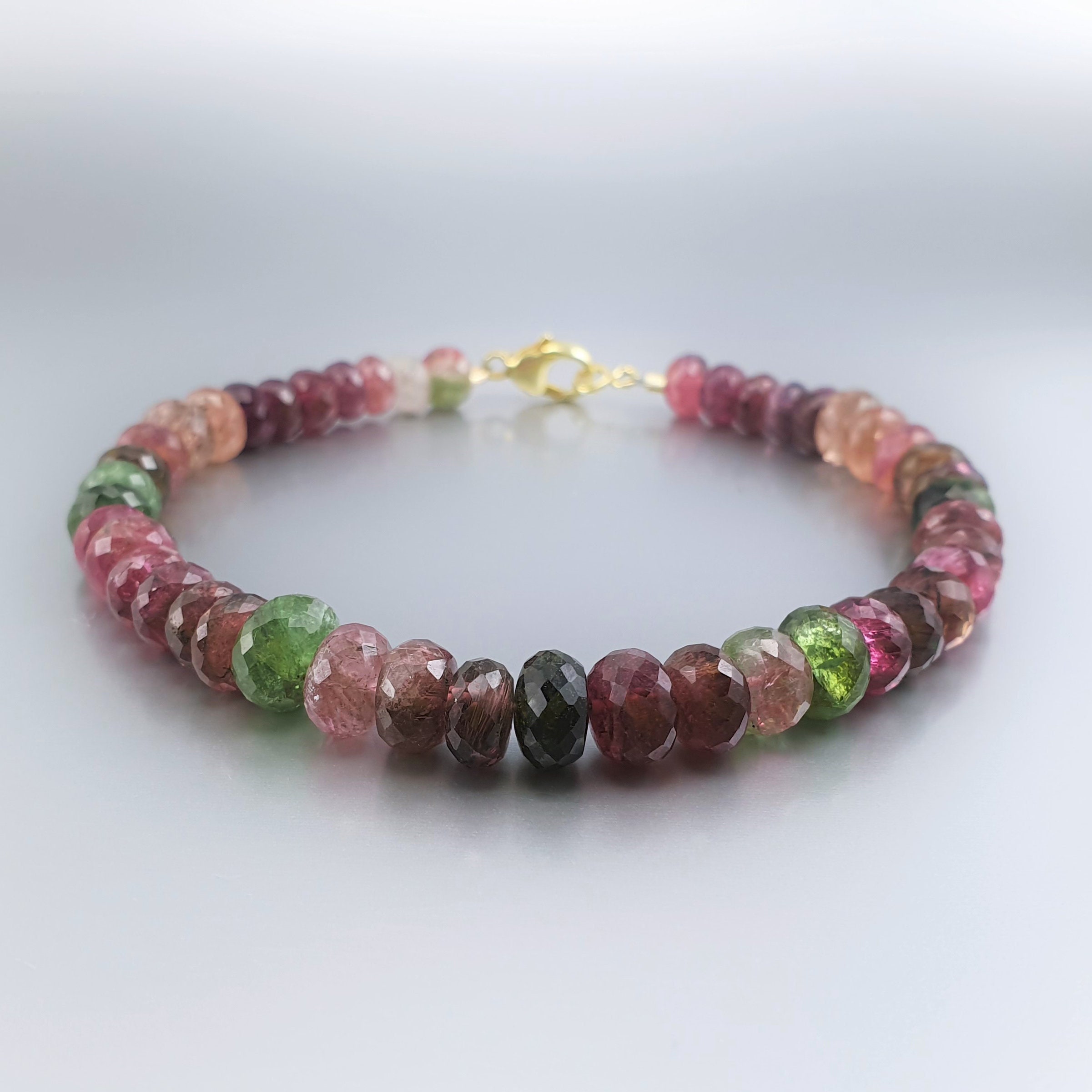 Bracelet Watermelon Tourmaline Unique Gift For Her Multi Color Genuine Gemstone Elegant Anniversary Gift October Birthstone Ddp Us Paid