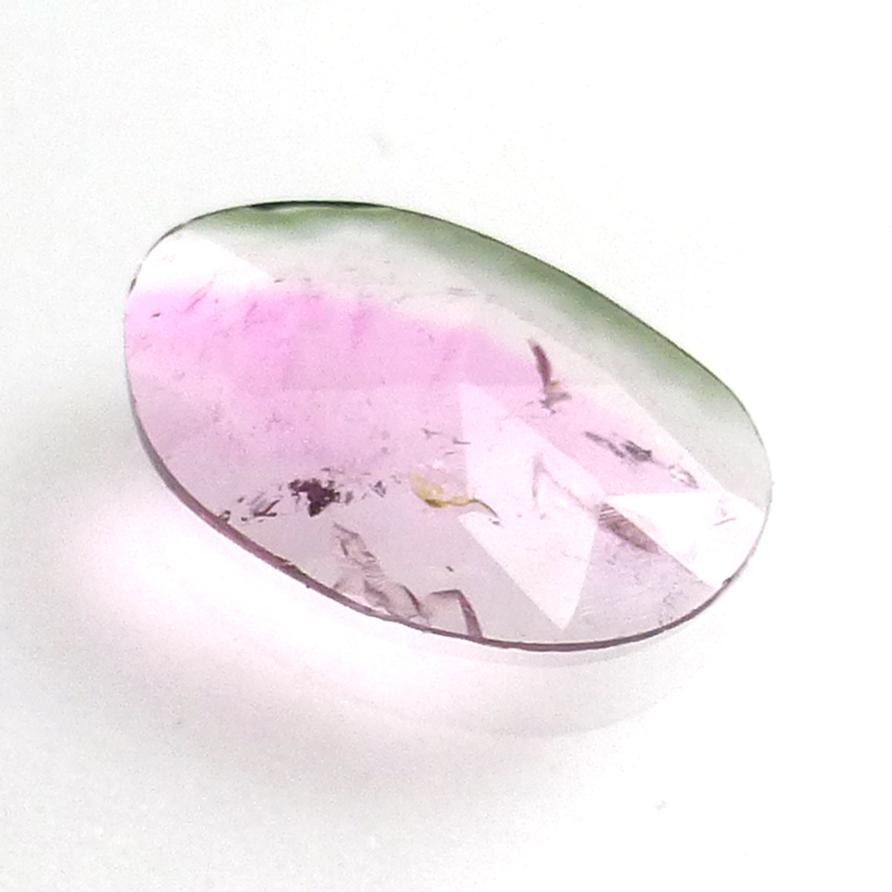 1.4 Carats Watermelon Tourmaline Cabochon Rose Cut Pink Green Gemstone Rubellite One Of A Kind Faceted Handmade Handcut Perfect Contemporary
