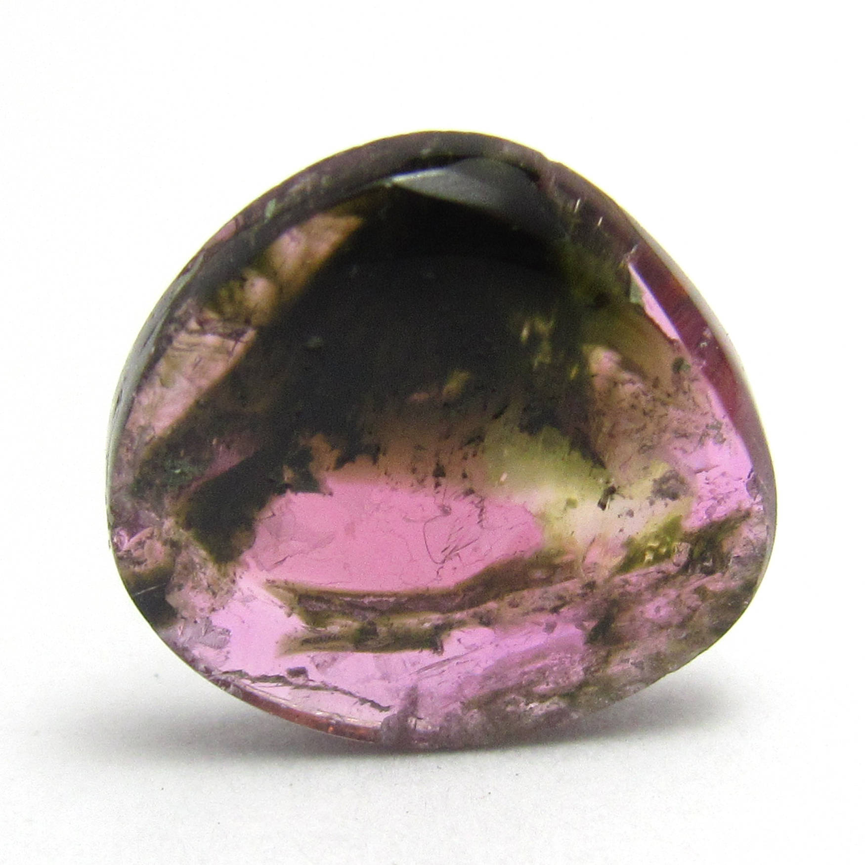 2.42 Carats Watermelon Tourmaline Cabochon Slice Cab Rubellite Pink Green Natural Gemstone Statement For Use In Jewelry Pendant Ring