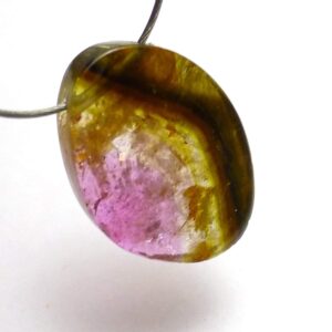 7.3 Carats Watermelon Tourmaline Bead Focal Rare Flat Slice Natural Gemstone Cabochon Pendant Necklace Brazillian Pink Green