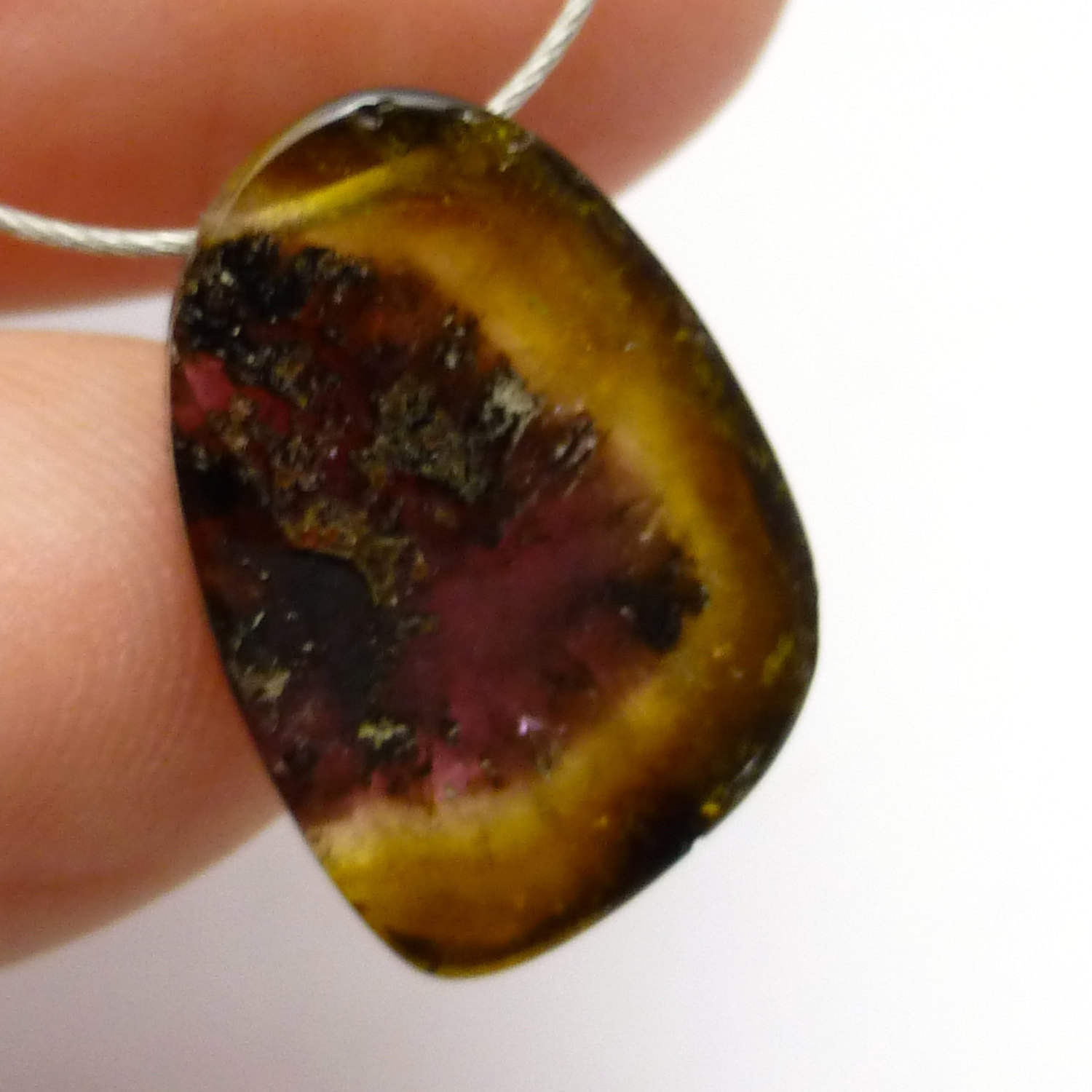 8.015 Carats Watermelon Tourmaline Bead Focal Rare Flat Slice Natural Gemstone Cabochon Pendant Necklace Brazillian Pink Green 8.015 Carats Watermelon Tourmaline Bead Focal Rare Flat Slice Natural Gemstone Cabochon Pendant Necklace Brazillian Pink Green