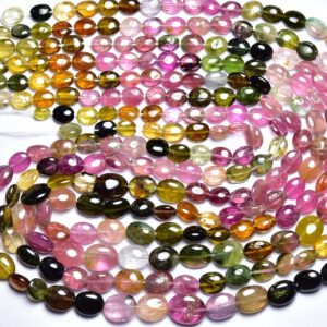 Beautiful Watermelon Tourmaline Oval Shape - 14 inches - Natural Multi Tourmaline Oval Nugget Beads - Size is 5x6-8x10 mm #1517 Beautiful Watermelon Tourmaline Oval Shape - 14 inches - Natural Multi Tourmaline Oval Nugget Beads - Size is 5x6-8x10 mm #1517